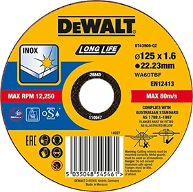 DeWalt DT43906 Extreme Long Life Trennscheibe, 125x1.6x22.23mm, 1 Stück