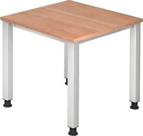 Hammerbacher Ergonomic Plus Q-Serie VQS08/N Schreibtisch 80x80cm Nussbaum/silber