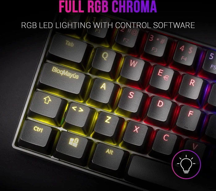 Mars Gaming MKMINI, LEDs RGB, schwarz, Gaote Outemu BLUE, USB, ES