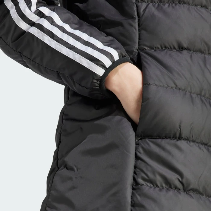 adidas Essentials 3-Streifen Light Hooded Mantel schwarz (Damen)