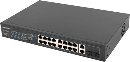 Lanberg RSFE Rackmount Switch, 16x RJ-45, 2x RJ-45/SFP, 150W PoE+