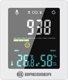Bresser CO2 Smile Luftqualitätsmonitor Temperaturstation weiß, digital