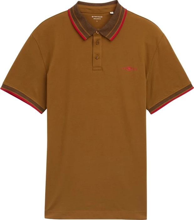 Tom Tailor Piqué mit Stretch Poloshirt kurzarm deep cognac (Herren)