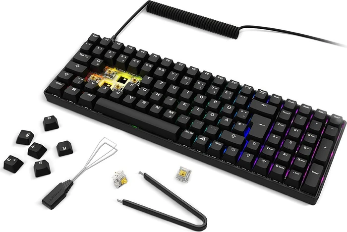 Sharkoon Skiller SGK50 S2 PBT, schwarz, LEDs RGB, hot-swap, Gateron G Pro 3.0 YELLOW, USB, DE