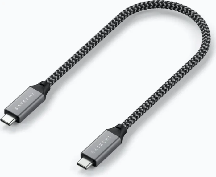 Satechi USB4 Kabel, 40Gb/s, 100W PD, USB-C Stecker auf USB-C Stecker, Space Grey, 25cm