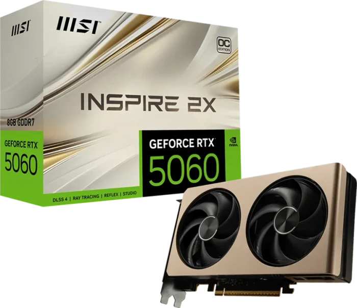 MSI GeForce RTX 5060 8G Inspire 2X OC, G5060-8I2C, 8GB GDDR7, HDMI, 3x DP