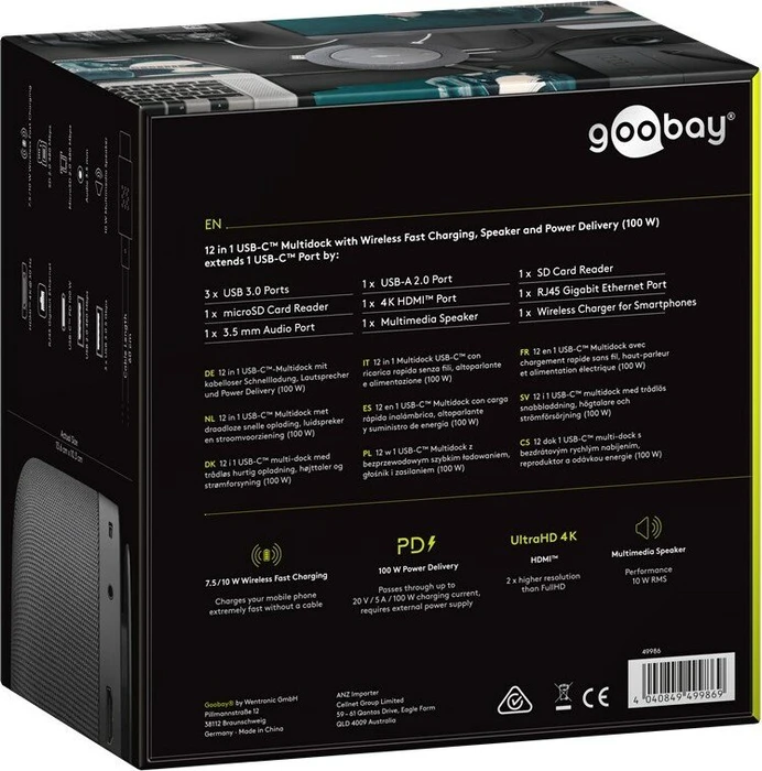 goobay USB-C 12 in 1 Multiport Dock, USB-C 3.0 [Stecker]