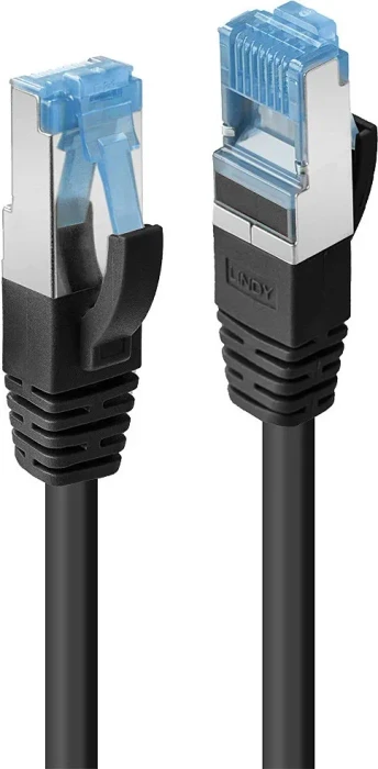 Lindy Patchkabel Slim, TPE (LSZH) flexibel, Cat6a, S/FTP, RJ-45/RJ-45, 0.3m, schwarz
