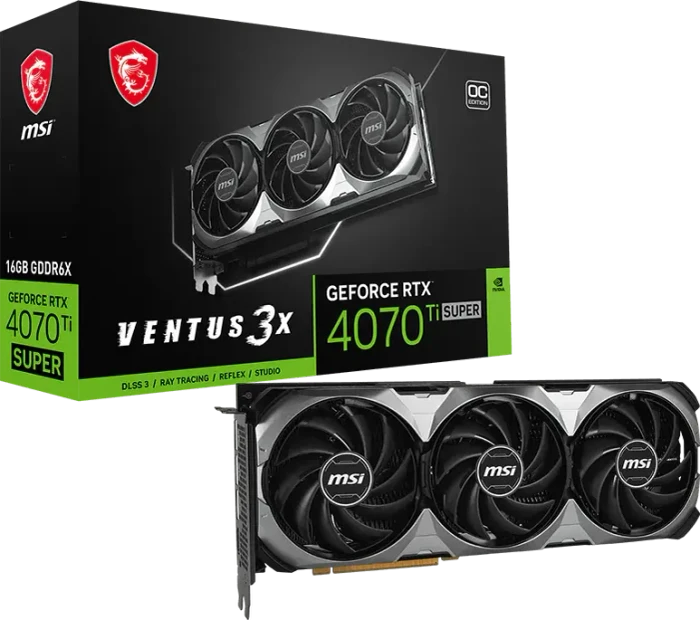 MSI GeForce RTX 4070 Ti SUPER 16G Ventus 3X OC, 16GB GDDR6X, HDMI, 3x DP