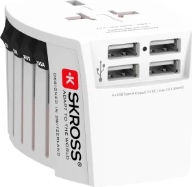 Skross World Travel Adapter MUV USB (4xA), 4x USB-A, weiß