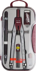 Aristo GEOCollege Schnellverstellzirkel Set, silber/weinrot
