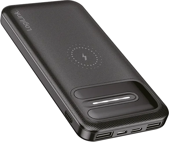 LogiLink Powerbank 2x USB-A + kabellos 8000mAh schwarz