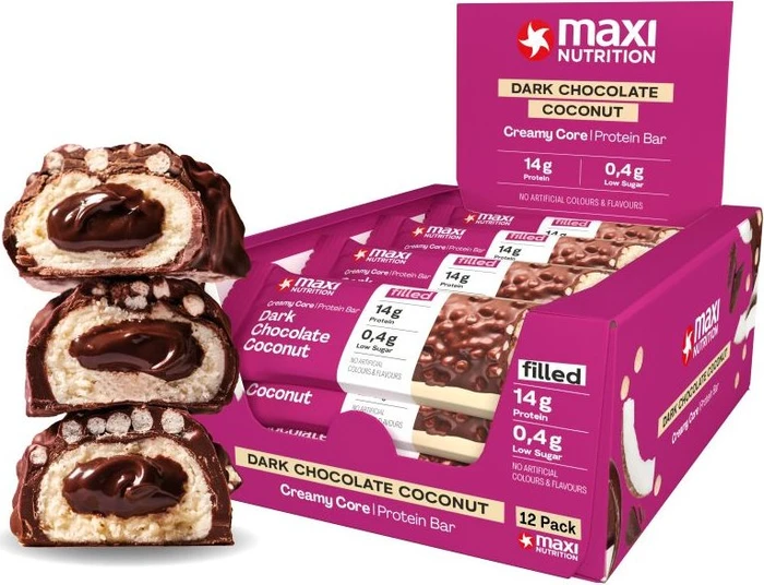 MaxiNutrition Creamy Core Protein Riegel Dark Chocolate Coconut 540g (12x 45g)
