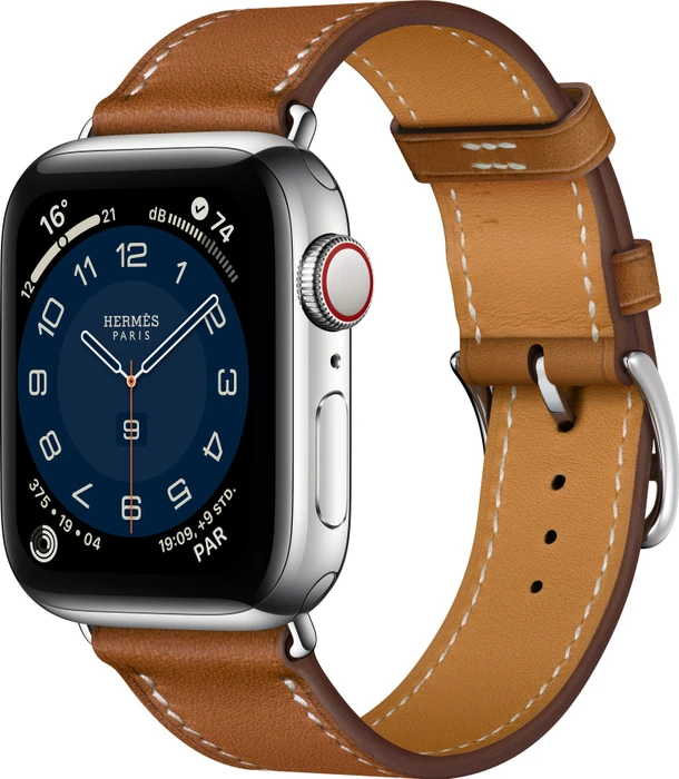 Apple Watch Hermès Series 6 (GPS + Cellular) 40mm Edelstahl silber mit Single Tour Barénia Lederarmband braun