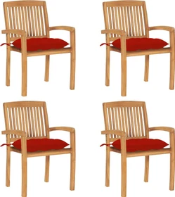 vidaXL Teak Stapelsessel rot, 4 Stück