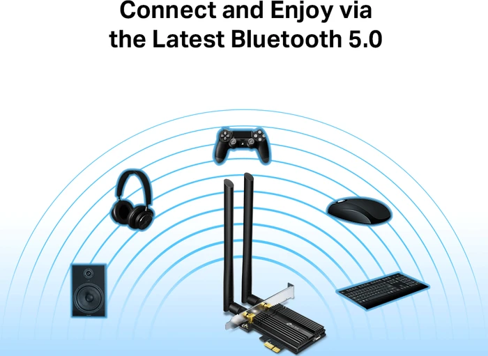 TP-Link AX3000, 2.4GHz/5GHz WLAN, Bluetooth 5.0 LE, PCIe x1