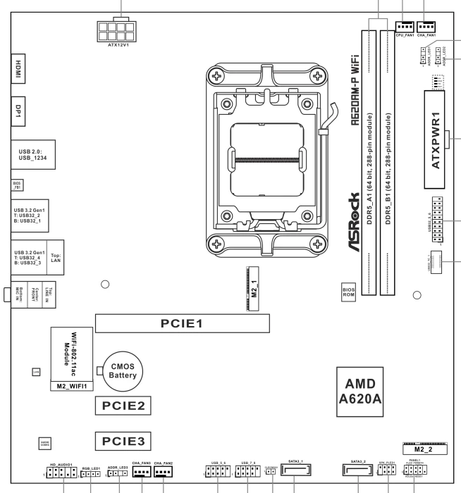 ASRock A620AM-P WiFi (AMD AM5)