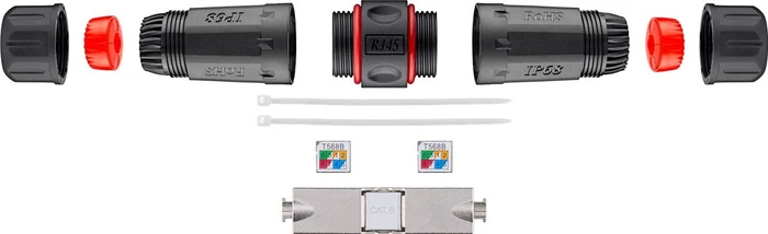 Wentronic Goobay Verbinder für Netzwerkkabel, Cat6 STP Modularstecker, Outdoor