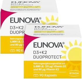 Stada Eunova DuoProtect D3 + K2 1000 I.E. Kapseln, 180 Stück (2x 90 Stück)