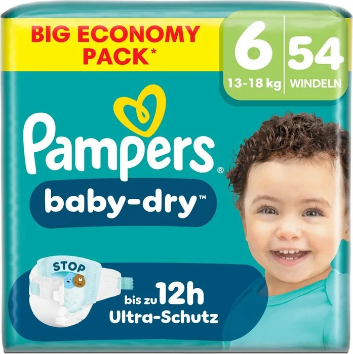 Pampers Baby-Dry Gr.6 Einwegwindel, 13-18kg, 54 Stück
