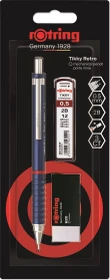 rOtring Tikky Druckbleistift 2B 0.5mm graphit, blau, Blister, Radierer, 12 Minen
