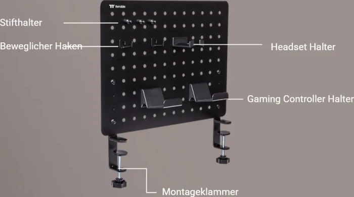 Thermaltake Gaming Desk Pegboard Tischerweiterung, Medium, schwarz