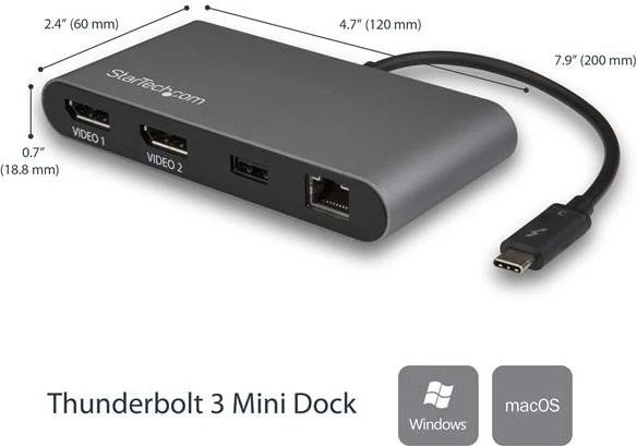 StarTech Dual-4K Mini Thunderbolt 3 Dock mit DisplayPort