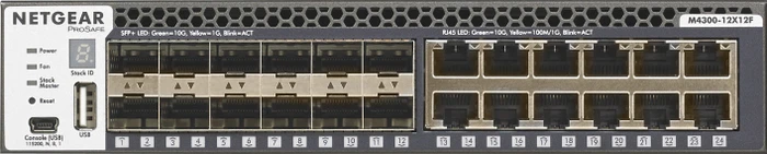 Netgear ProSAFE M4300 Desktop 10G Managed Switch, 12x RJ-45, 12x SFP+