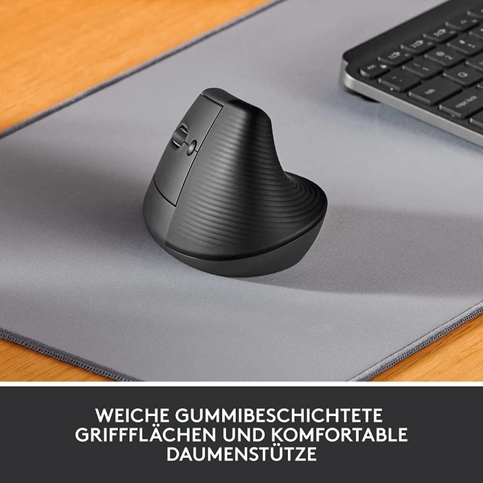 Logitech Lift Left Vertical Ergonomic Mouse, Graphite, Linkshänder, Logi Bolt, USB/Bluetooth