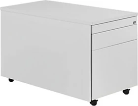 mauser Rollcontainer line, 1x Utensilienauszug, 1x Materialschublade, 1x Hängeregistratur, lichtgrau