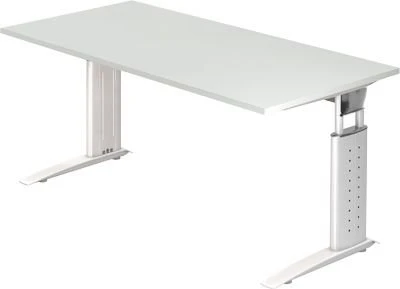 Hammerbacher Ergonomic Plus U-Serie US16/5/W Schreibtisch 160x80cm grau/weiß