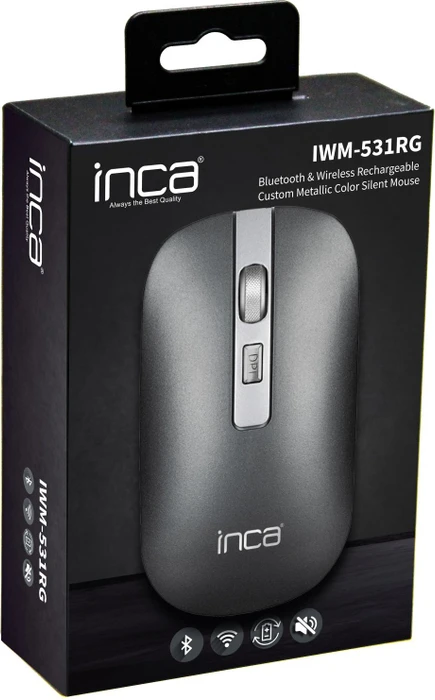 Inca IWM-531RG Wireless Mouse grau, USB/Bluetooth