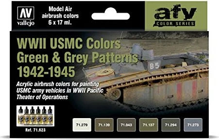 Vallejo Model Air afv Color Series WWII USMC Colors Green & Grey Patterns 1942-1945 Farbset, 8-tlg.