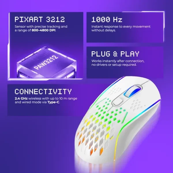 Proove Buzz Wireless Gaming Mouse, weiß, USB
