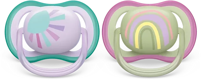 Philips Avent SCF085/59 Ultra Air Beruhigungsschnuller, 6-18M, Silikon, stern/regenbogen, 2 Stück