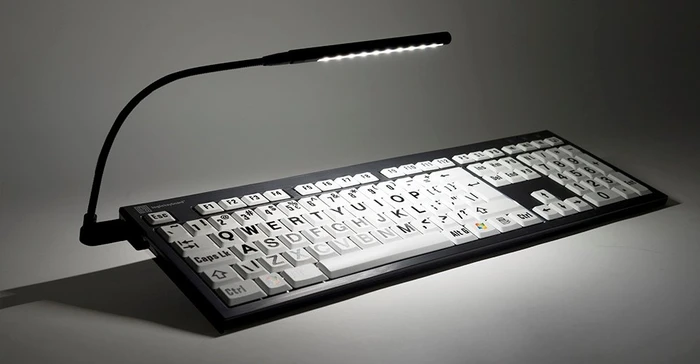 LogicKeyboard Nero Slim Line LargePrint PC, Black on White, USB, DE