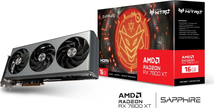 Sapphire Nitro+ Radeon RX 7800 XT, 16GB GDDR6, 2x HDMI, 2x DP, lite retail