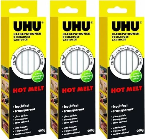UHU Hot Melt Heißklebepatronen transparent, 11x200mm, 10 Stück