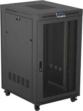 Lanberg 19" Rackschrank 27HE, LCD, freistehend, Flat Pack, V2, Gitternetztür, IP20, RAL 9004, 1000mm tief
