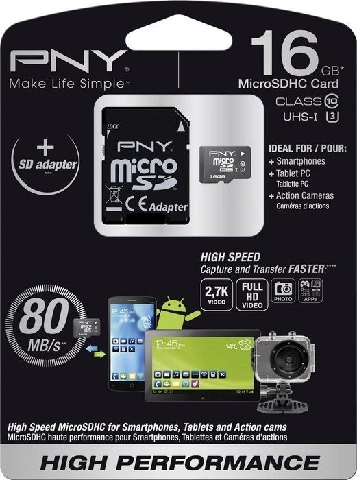 PNY High Performance R80/W40 16GB, UHS-I U3, Class 10