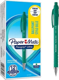 Paper Mate FlexGrip Ultra M Kugelschreiber (Mine) grün/silber, 12er-Pack
