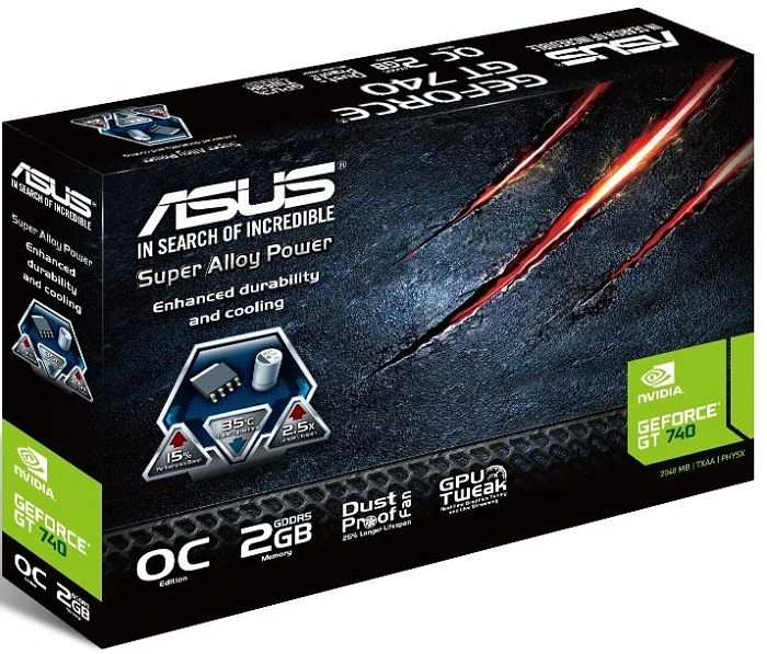 ASUS GeForce GT 740 OC, GT740-OC-2GD5, 2GB GDDR5, VGA, DVI, HDMI