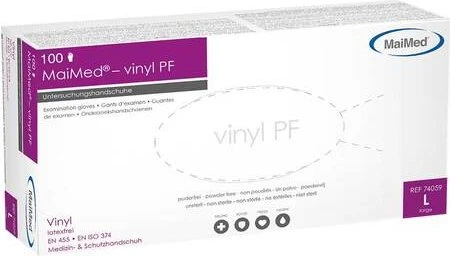 MaiMed Vinyl PF unsteril Einweghandschuhe L, 100 Stück