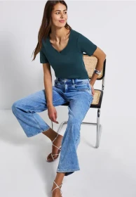 Street One Herzausschnitt T-Shirt kurzarm tide blue (Damen)