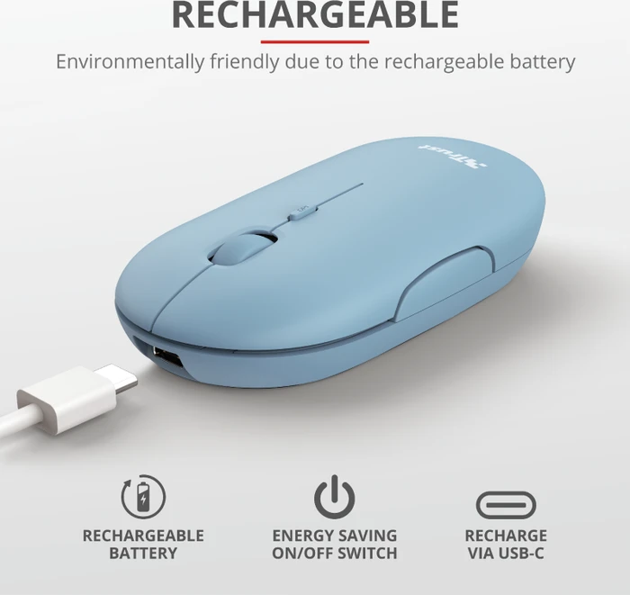 Trust Puck Wireless Mouse blau, USB/Bluetooth