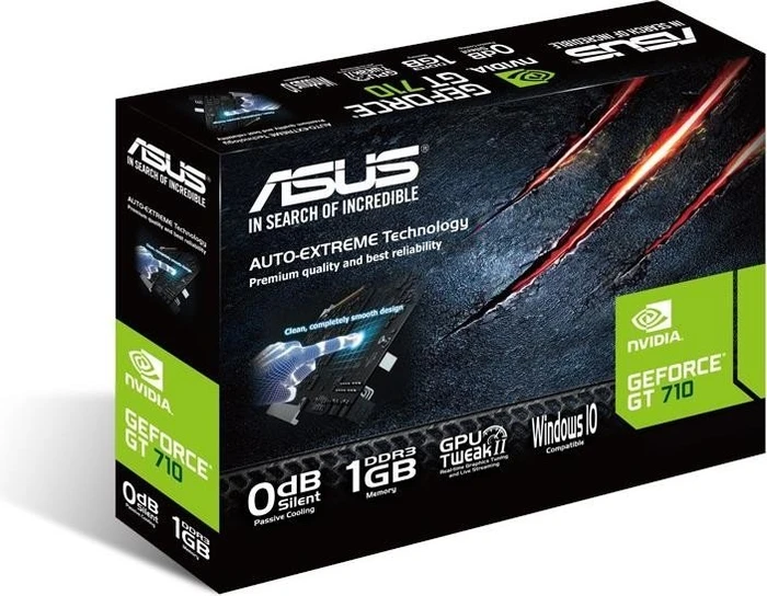 ASUS GeForce GT 710 Silent, 710-1-SL, 1GB DDR3, VGA, DVI, HDMI