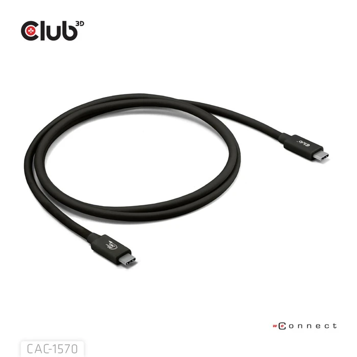 Club 3D USB-C Kabel, USB4 Gen4x2, 80Gb/s, 8K240Hz, 240W PD EPR, USB-C Stecker auf USB-C Stecker, 1.2m, schwarz