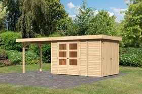 Karibu Retola 3 Gartenhaus inkl. Anbau 2.8m natur