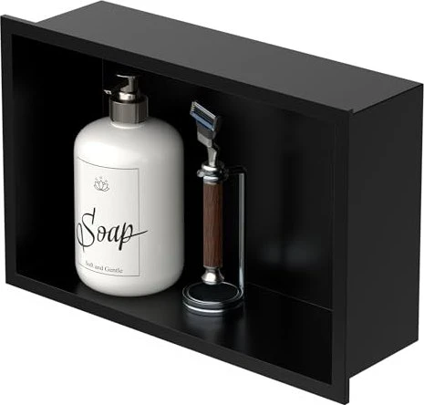 LuxeBath Duschnische 20x30cm Aufputz edelstahl schwarz