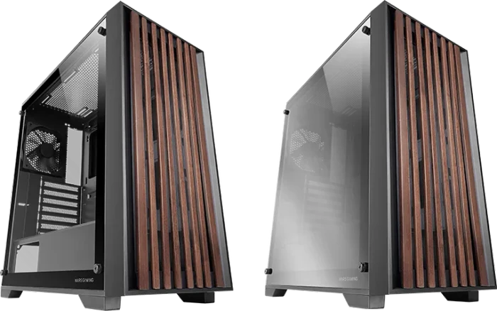 Mars Gaming MC-WOODC, schwarz, Chromed Glass Panel, Glasfenster